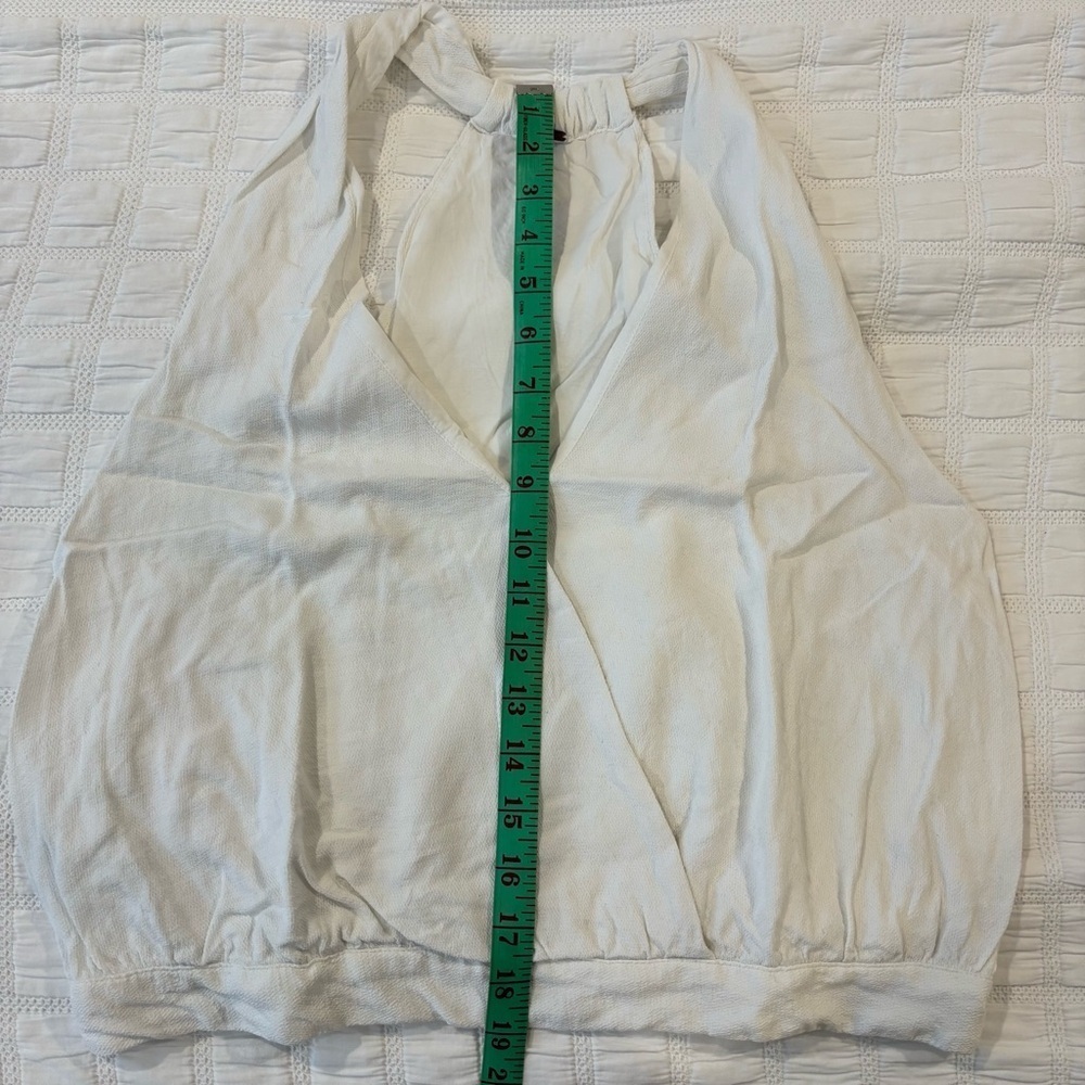 Free People Women’s Size Large Cream White Drapey Dreams Surplice Tank Top - Picture 9 of 10